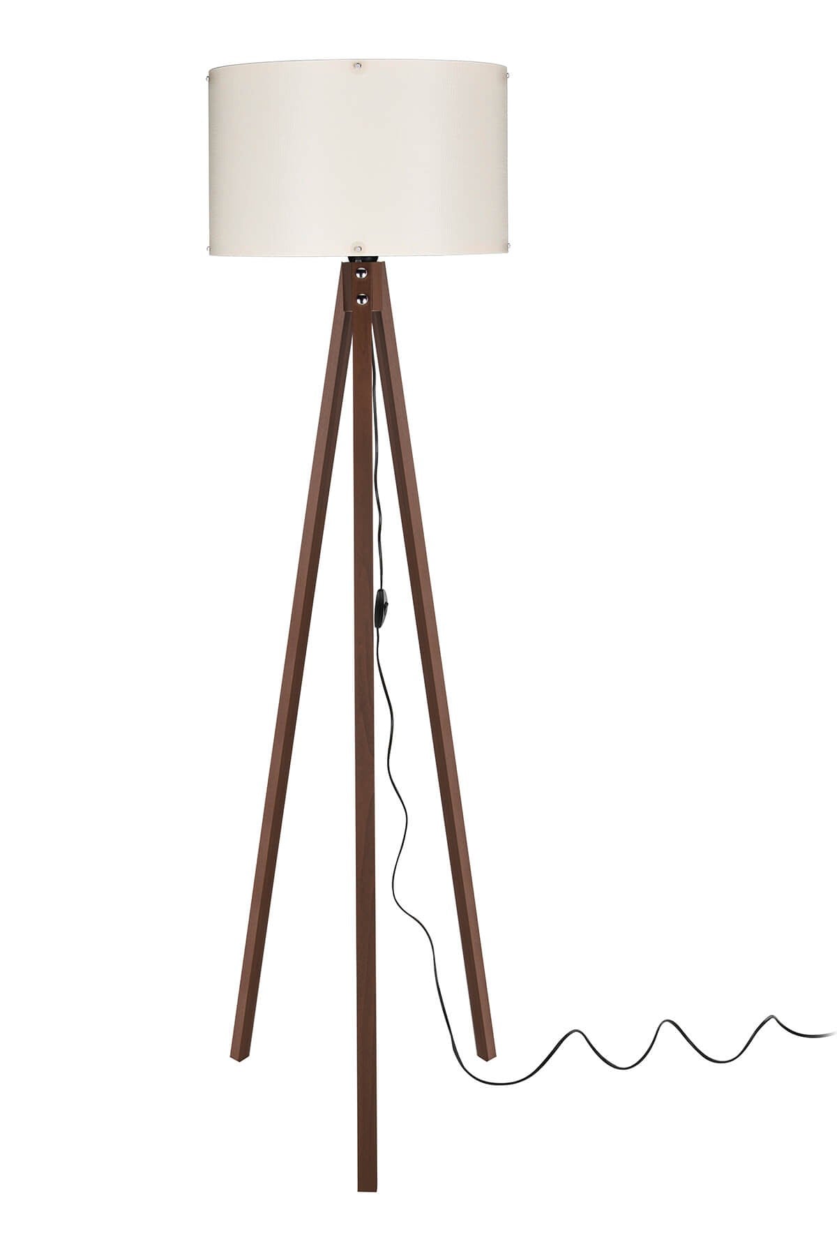 Lampada da terra Aden ASZ1460 con piantana in noce e paralume in PVC effetto tessuto crema