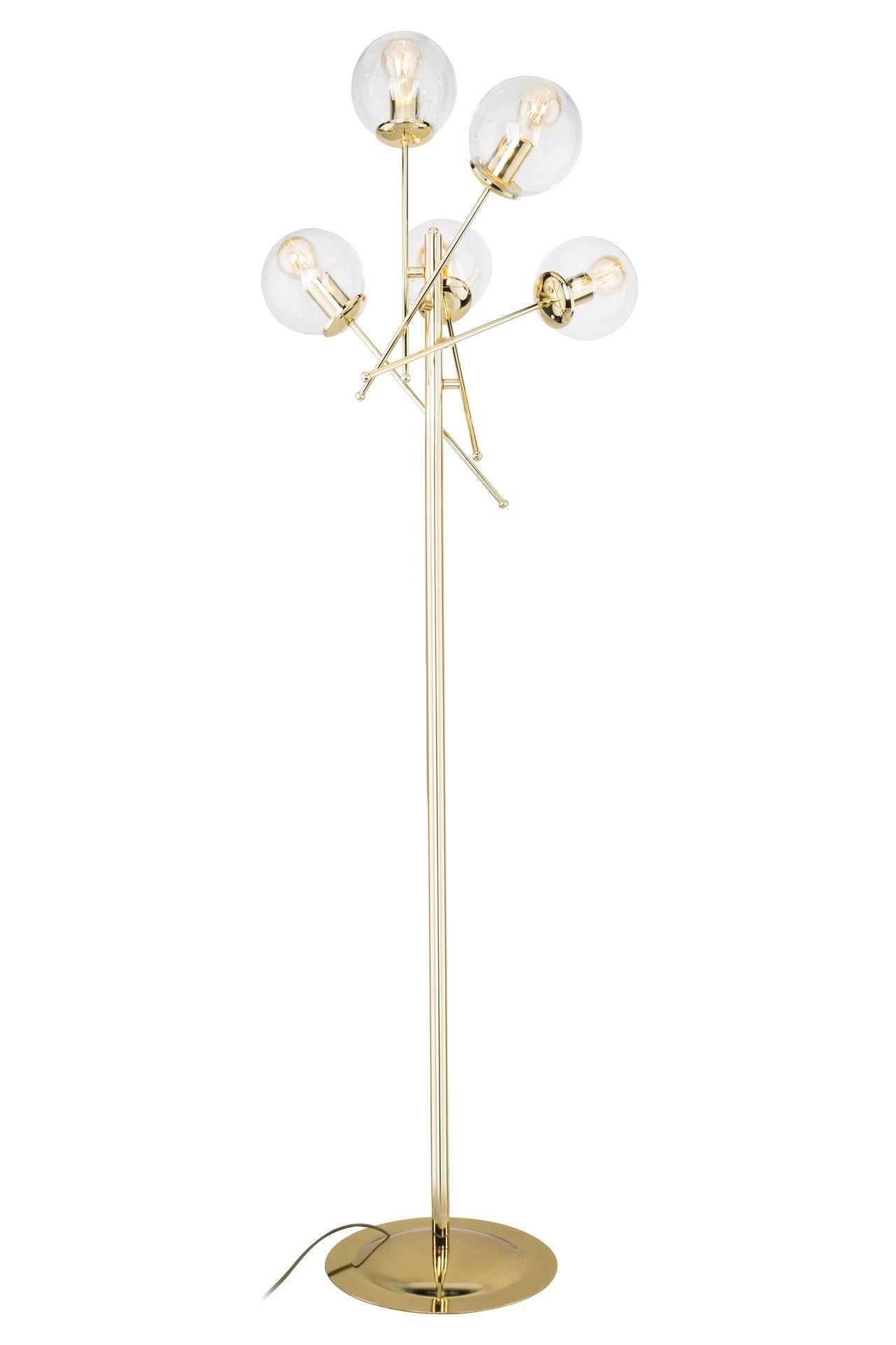 Lampada da terra Gondia ASZ1390 in metallo colore oro con 5 paralumi in vetro