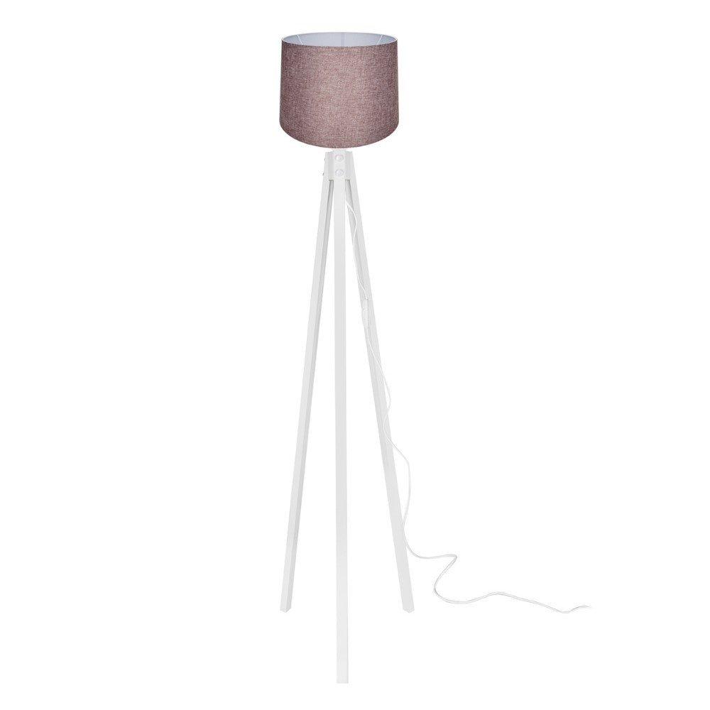 Lampada da terra RODIBI3012 con piantana bianca e paralume in PVC effetto tessuto rosa