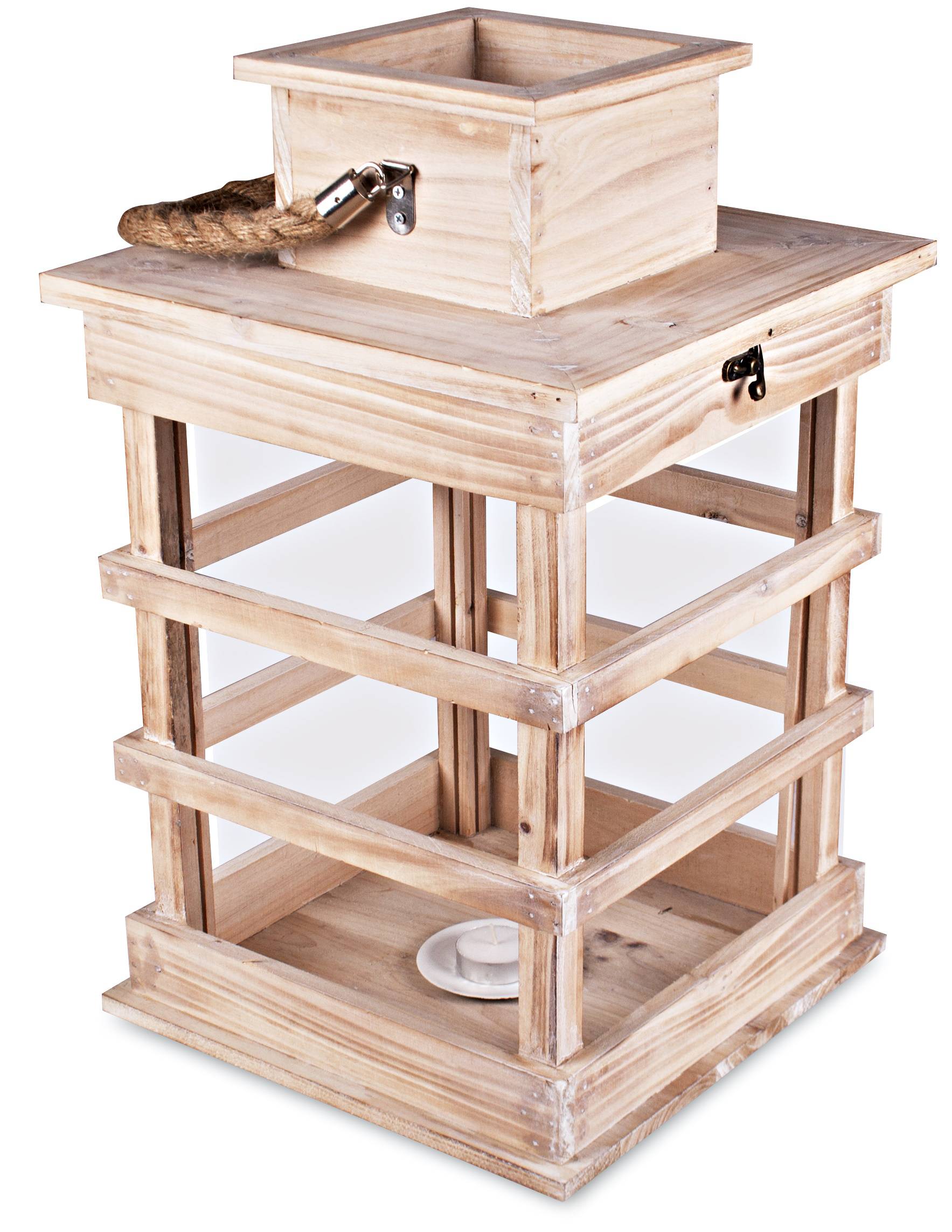Lanterna in legno e vetro con apertura dall’alto cm 28x28x altezza 45 - Milano 7 Arte e Design