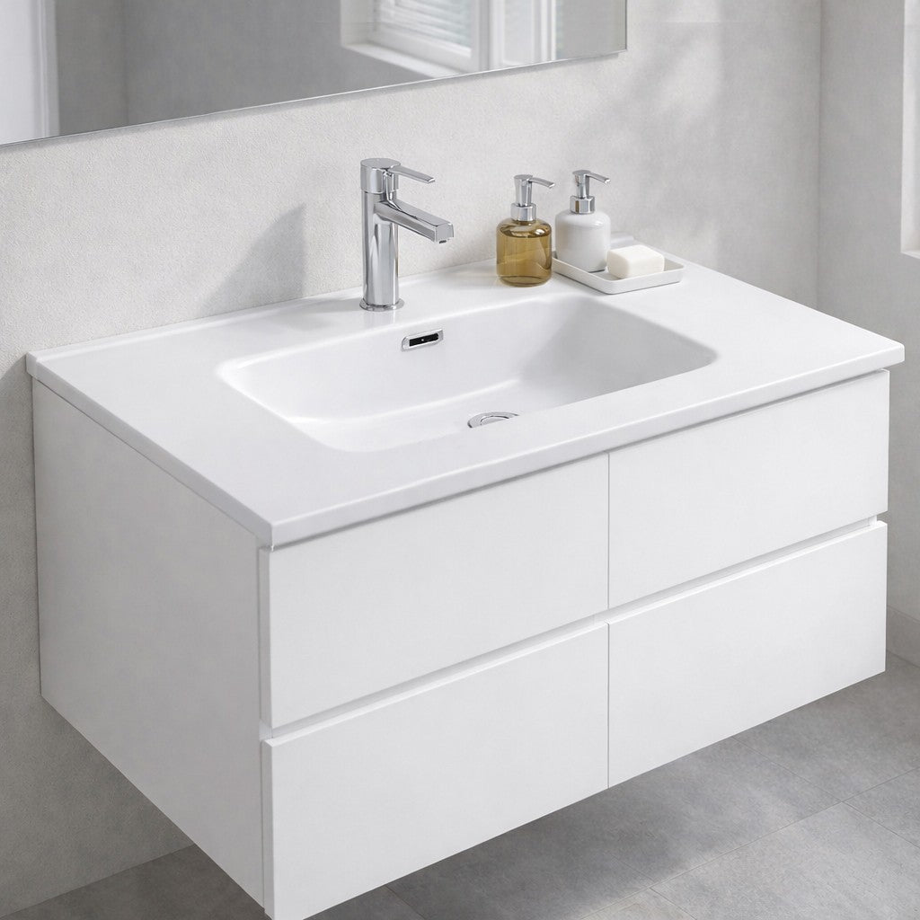 Lavabo consolle da appoggio LAV9090S in ceramica 1 vasca 91x46.5 cm. bianco lucido