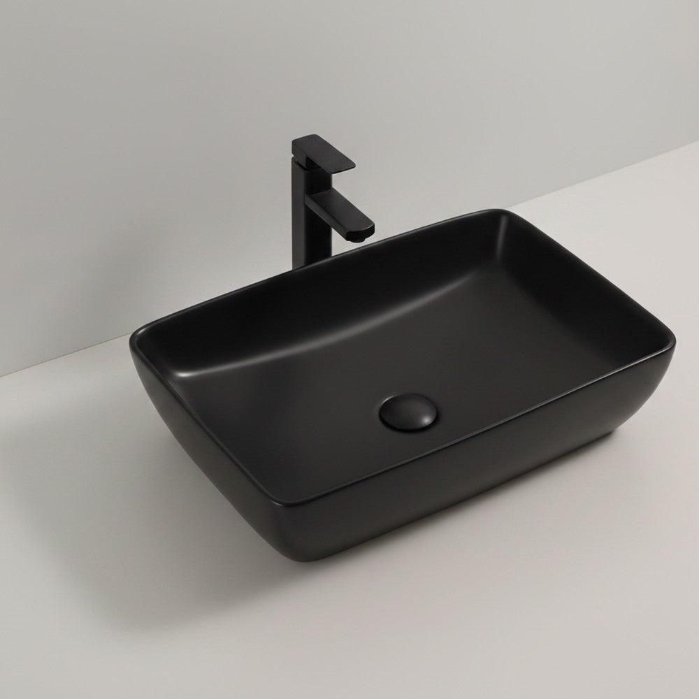 Lavabo da appoggio 9440B in ceramica 59x40x14.5 cm nero opaco
