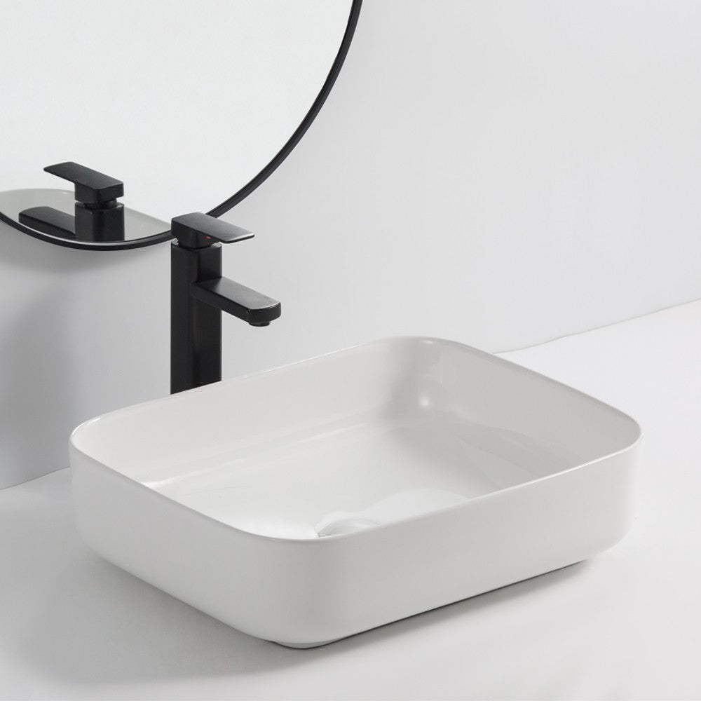 Lavabo da appoggio BOWL9391B in ceramica 50x39x13 cm. bianco