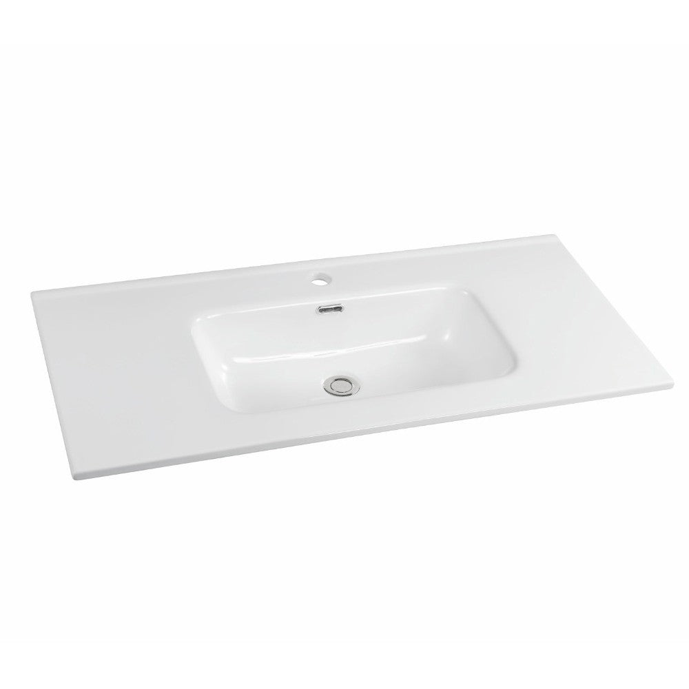 Lavabo incasso Bulnes100 in ceramica bianco lucido 101x46.5 cm.