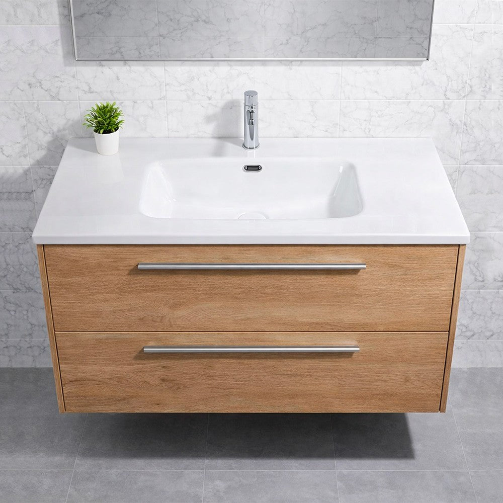Lavabo incasso Bulnes100 in ceramica bianco lucido 101x46.5 cm.