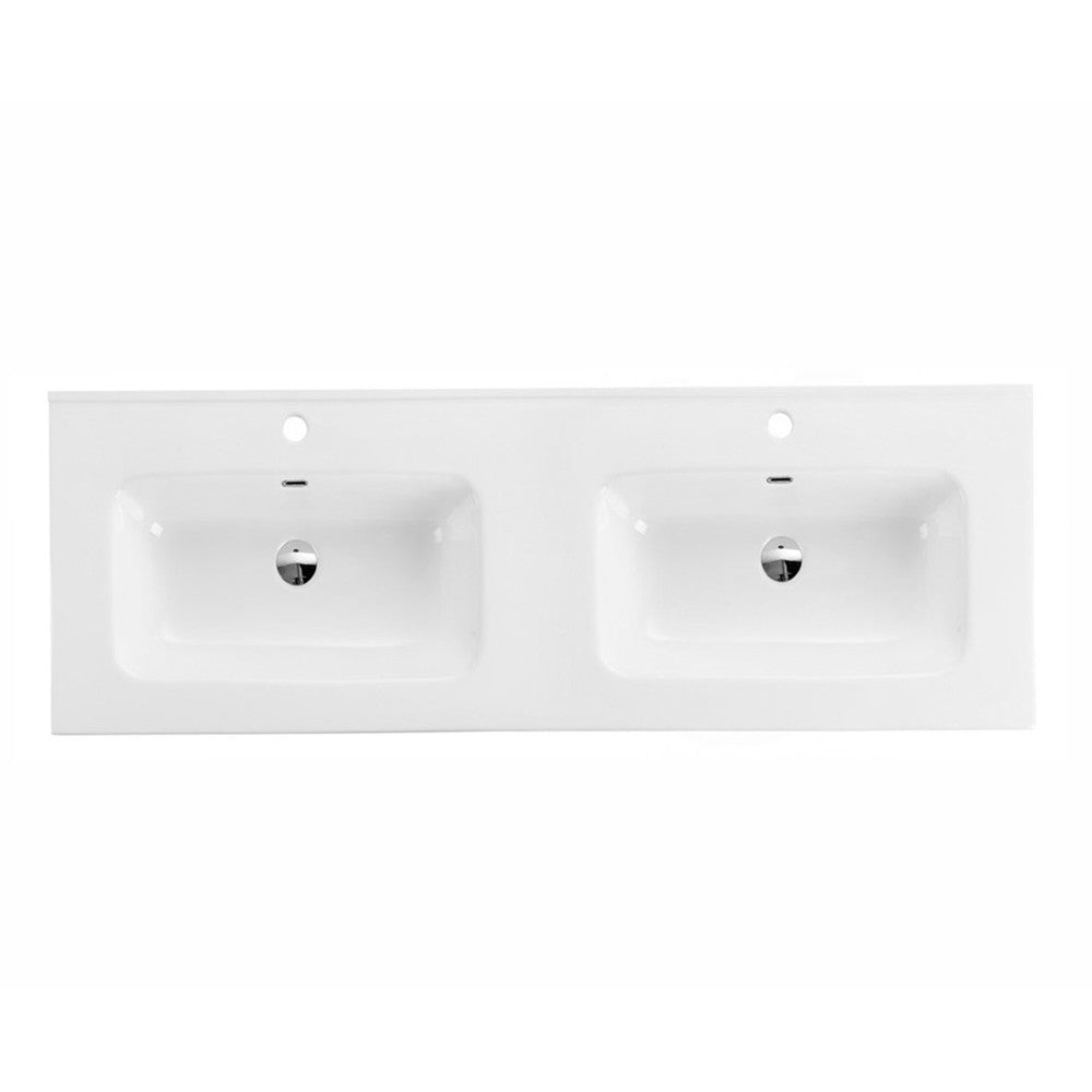 Lavabo incasso Bulnes120 in ceramica 2 vasche bianco lucido 121x46.5 cm.