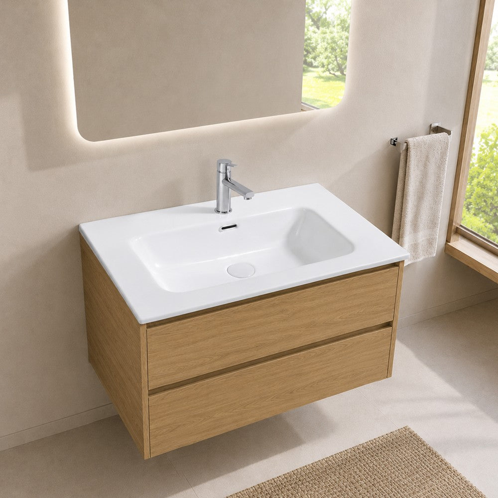 Lavabo incasso Bulnes70 in ceramica bianco lucido 71x46.5 cm.