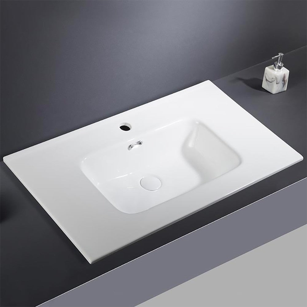 Lavabo incasso Bulnes80 in ceramica bianco lucido 81x46.5cm.