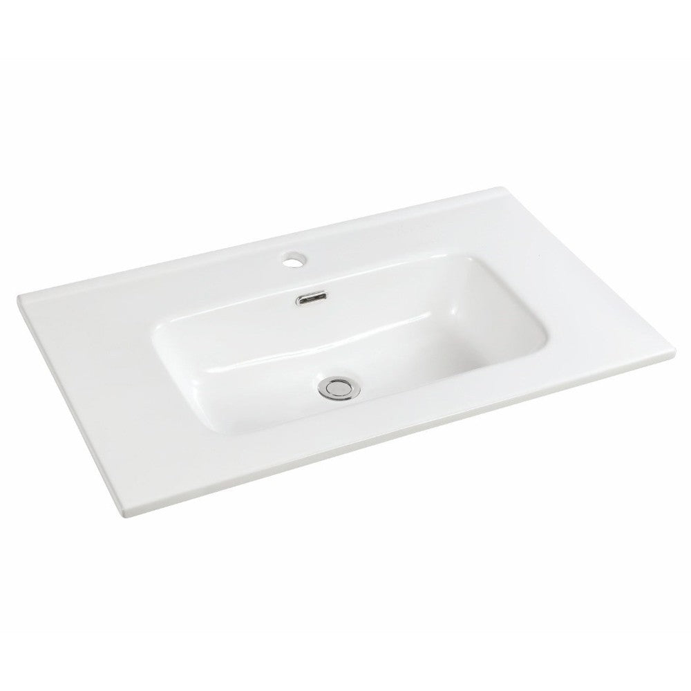 Lavabo incasso Bulnes80 in ceramica bianco lucido 81x46.5cm.