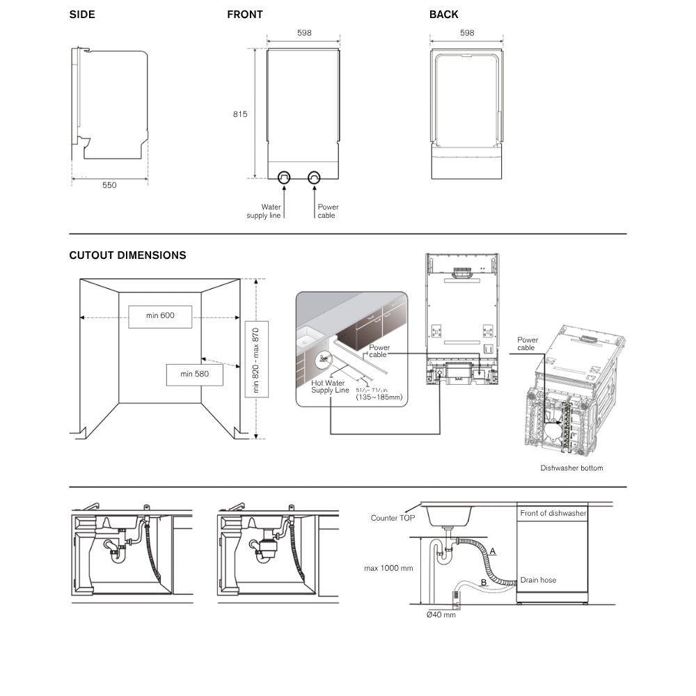 Lavastoviglie Bertazzoni DW60EPRS incasso totale 60 cm. 13 coperti classe E
