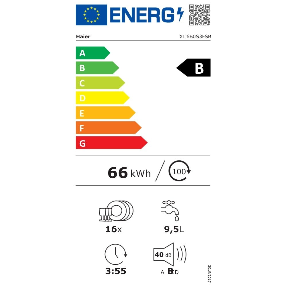 Lavastoviglie da incasso Haier Washlens Plus Serie 2 XI6B0S3FSB 16 coperti 10 programmi classe B
