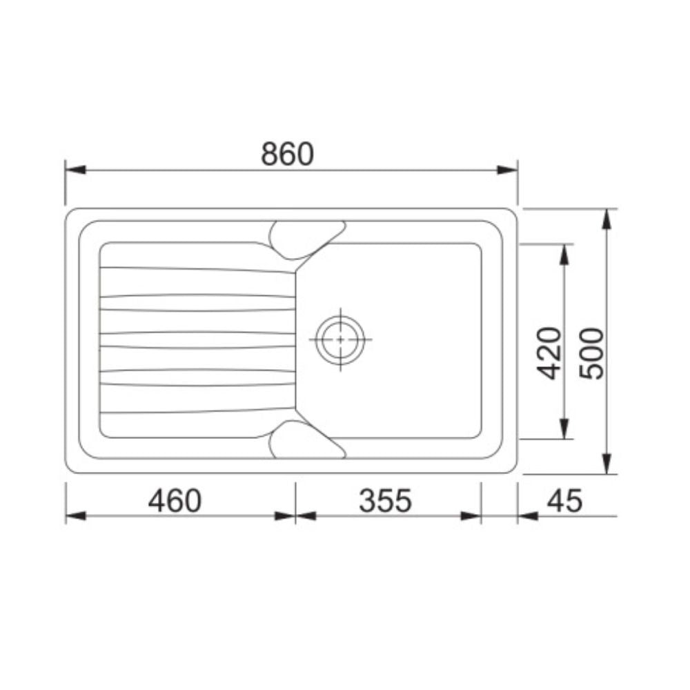 Lavello 1 vasca con gocciolatoio reversibile Franke CUG 611 in fragranite bianco