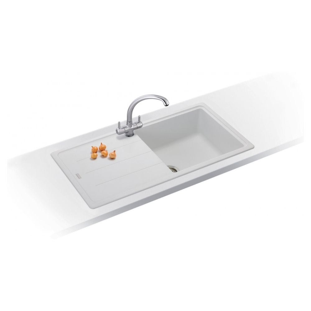 Lavello 1 vasca Franke Boston BFG61197 con gocciolatoio reversibile 97x50 cm. bianco