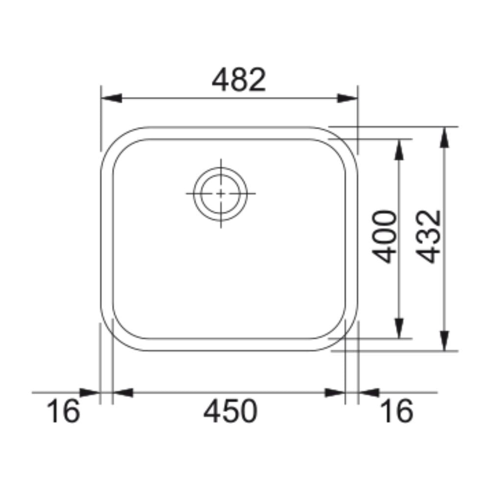 Lavello 1 vasca Franke Gax 110-45 sottotop 45x40 inox satinato