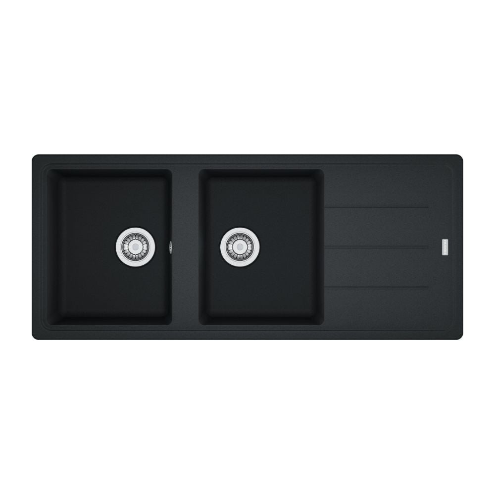 Lavello 2 vasche con gocciolatoio reversibile Franke 116x50 BFG 621 in fragranite nero