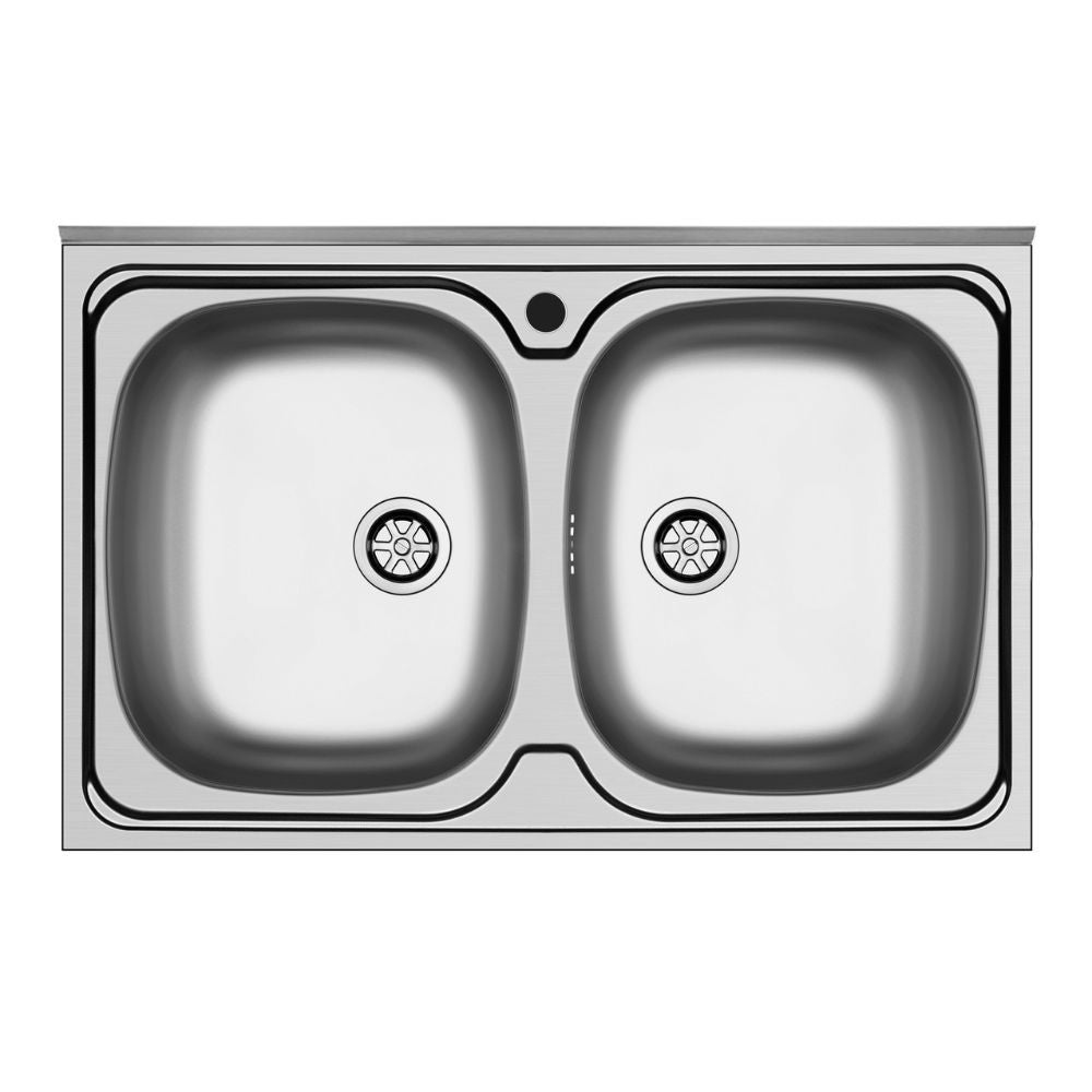 Lavello da appoggio Mediterraneo802 con 2 vasche e alzatina inox scatolato singolarmente