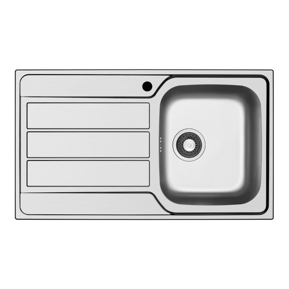 Lavello da incasso Tirreno861 con 1 vasca destra con gocciolatoio sinistro inox scatolato singolarmente
