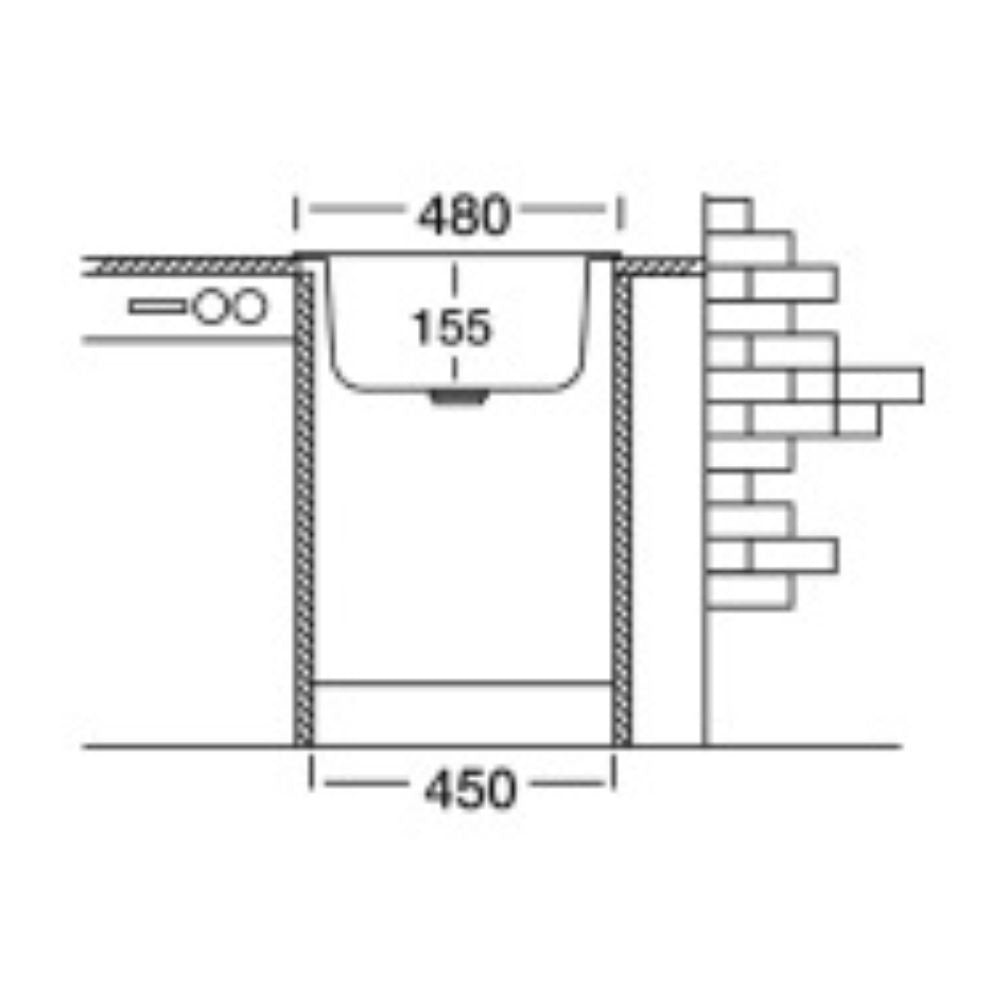 Lavello incasso monostampo N244KR 1 vasca 48x48 cm. inox