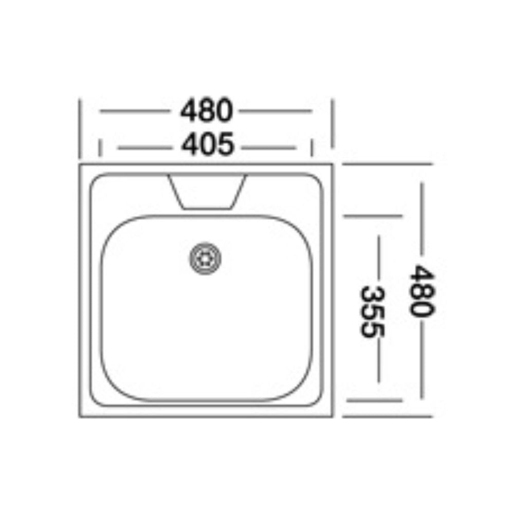 Lavello incasso monostampo N244KR 1 vasca 48x48 cm. inox