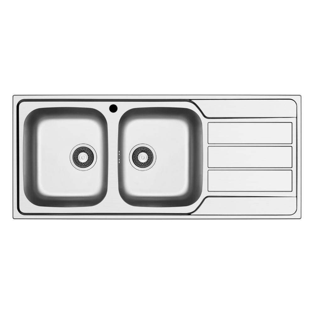 Lavello incasso Tirreno116 con 2 vasche sinistre e gocciolatoio destro inox scatolato singolarmente