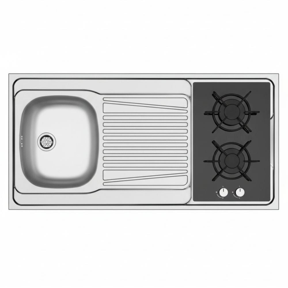 Lavello monoblocco reversibile Indiano120 1 vasca con foro per piano cottura da 30 cm. inox scatolato singolarmente