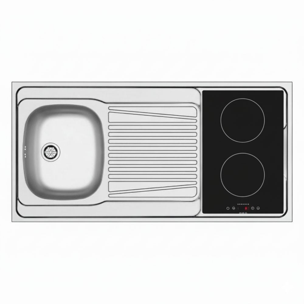 Lavello monoblocco reversibile Indiano120 1 vasca con foro per piano cottura da 30 cm. inox scatolato singolarmente