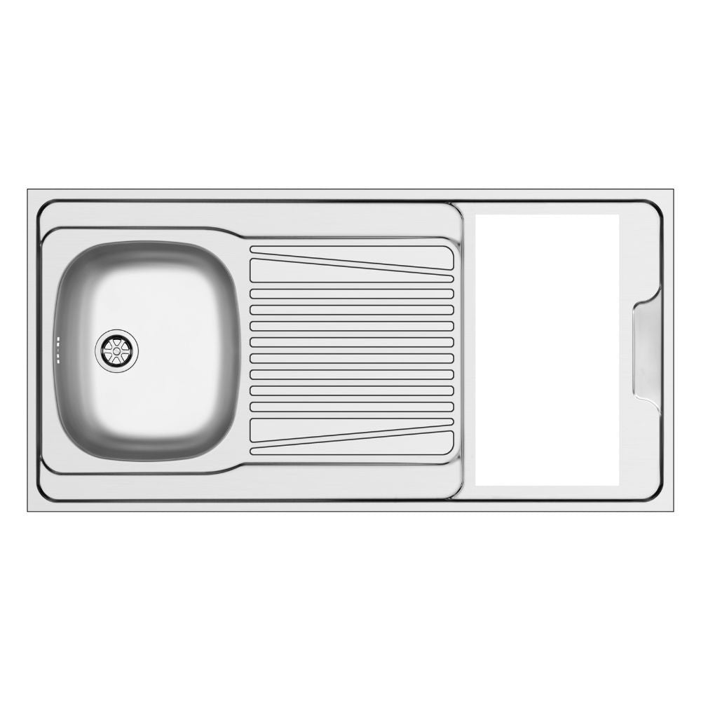 Lavello monoblocco reversibile Indiano120 1 vasca con foro per piano cottura da 30 cm. inox scatolato singolarmente