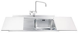 Lavello Smeg LI91BS 90x50 cm 1 vasca con gocciolatoio a sinistra con vetri bianchi
