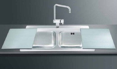 Lavello Smeg LI92B 90x50 cm 2 vasche con vetro bianco