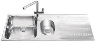 Lavello Smeg LTS102D2 inox 1+1/2 vasca con gocciolatoio destro 100x50 cm
