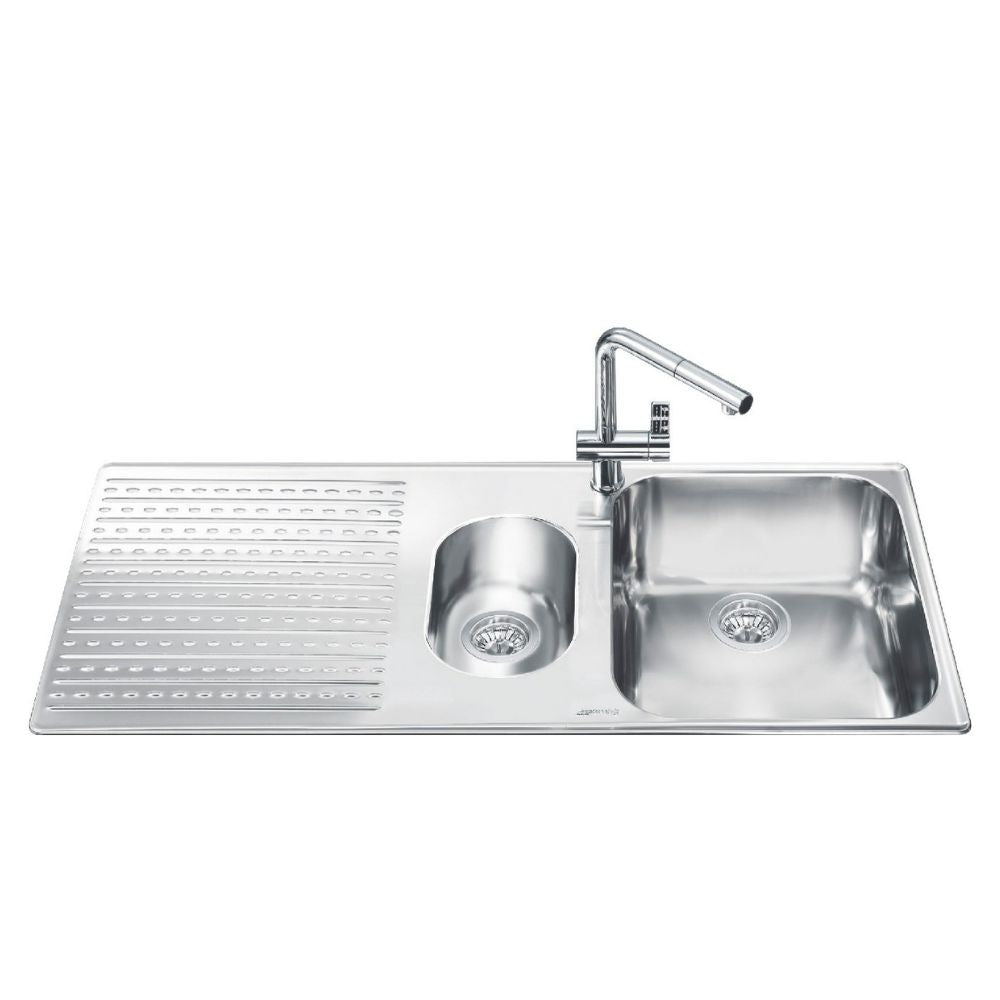 Lavello Smeg LTS102S2 inox 1+1/2 vasca con gocciolatoio sinistro 100x50 cm