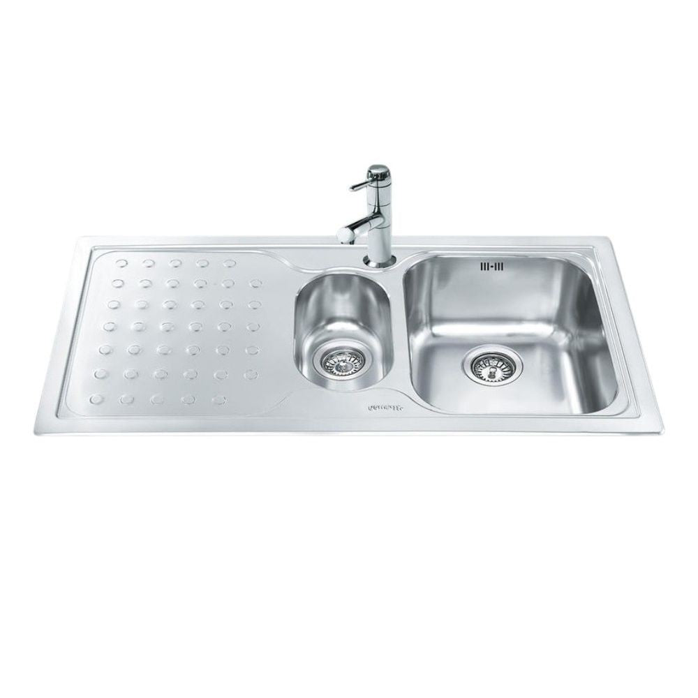 Lavello Smeg LV100S3 1 vasca + 1/2 con gocciolatoio sinistro 100x50 cm inox