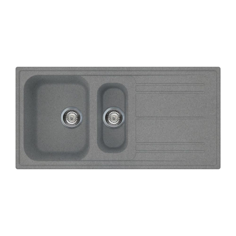 Lavello Smeg LZ102TT 1 + 1/2 vasca con gocciolatoio reversibile 100x50 cm. titanio