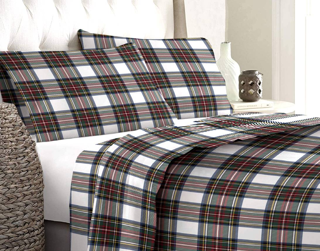 Lenzuola matrimoniale felpato made italy anti pilling tartan scozzese