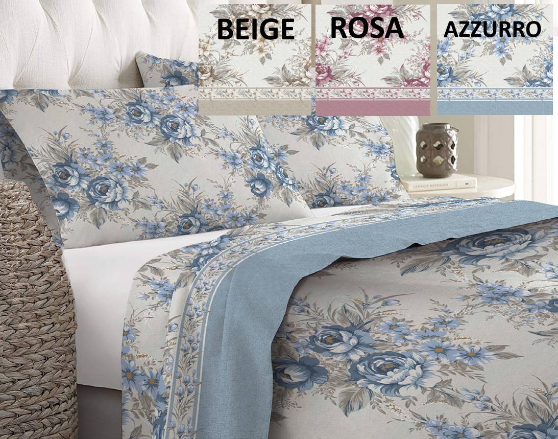 Lenzuoli matrimonio cotone felpato made italy anti pilling dis. Fiorato - Milano 7 Arte e Design