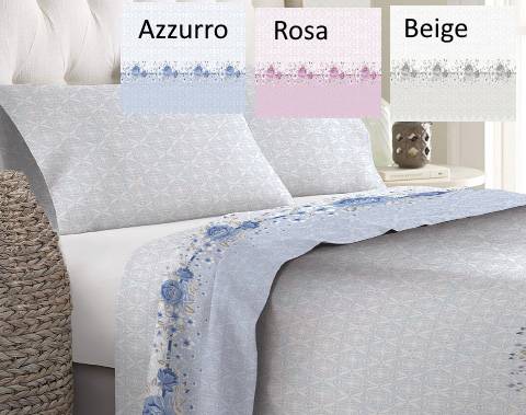 Lenzuolo letto una piazza flanella anti pillin made Italia disegno fiorato