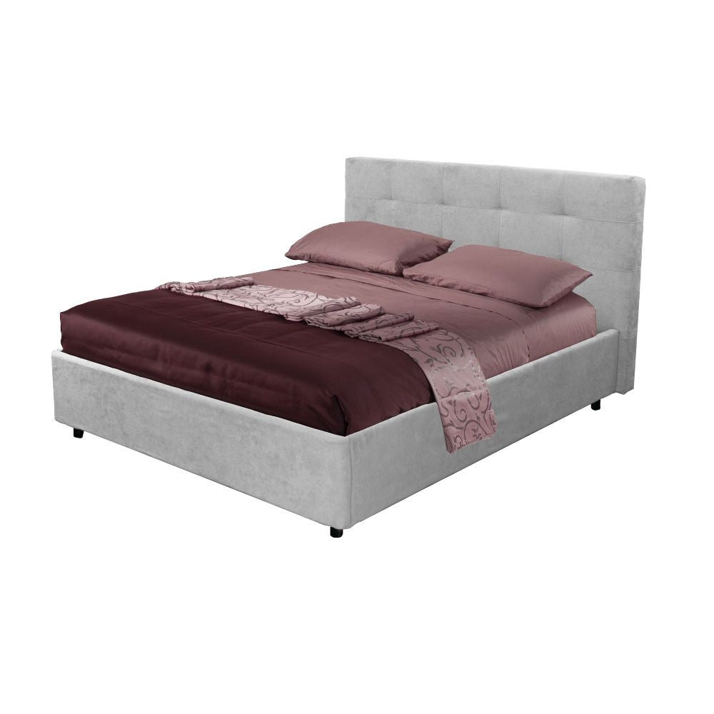 Letto matrimoniale Ascoli contenitore in tessuto Enjoy 20 grigio chiaro