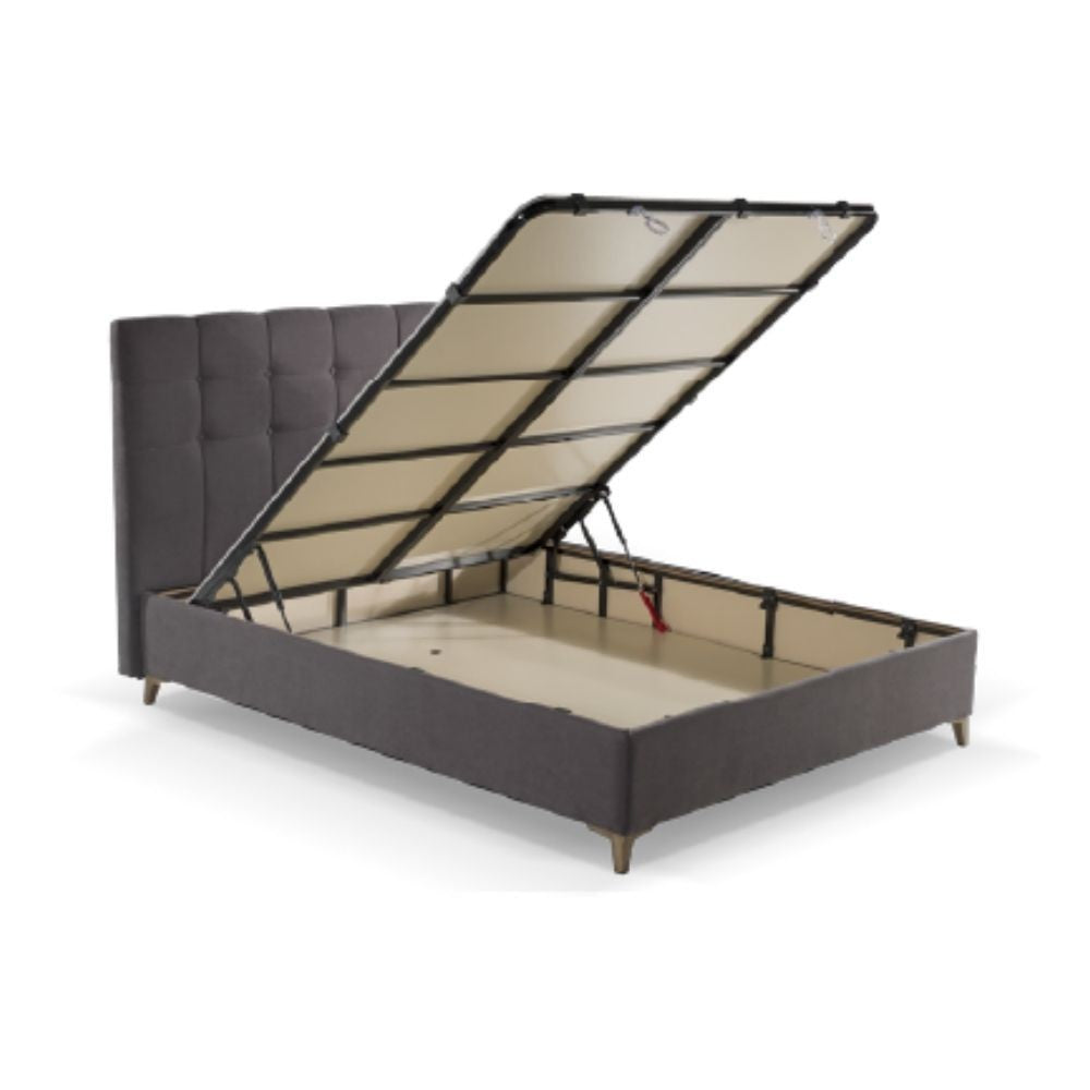 Letto matrimoniale contenitore Clup Monaco tessuto grigio scuro