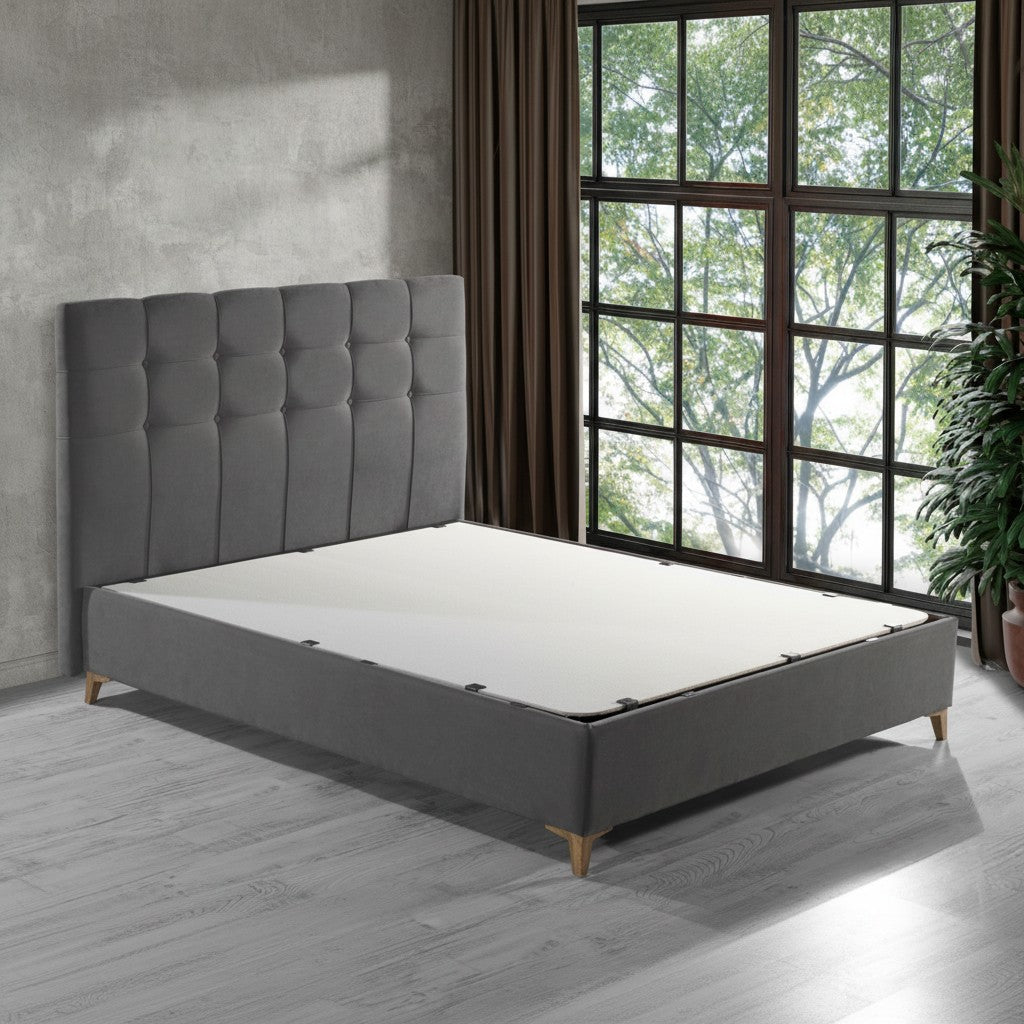 Letto matrimoniale contenitore Clup Monaco tessuto grigio scuro