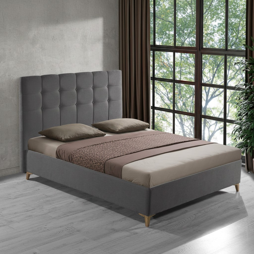 Letto matrimoniale contenitore Clup Monaco tessuto grigio scuro