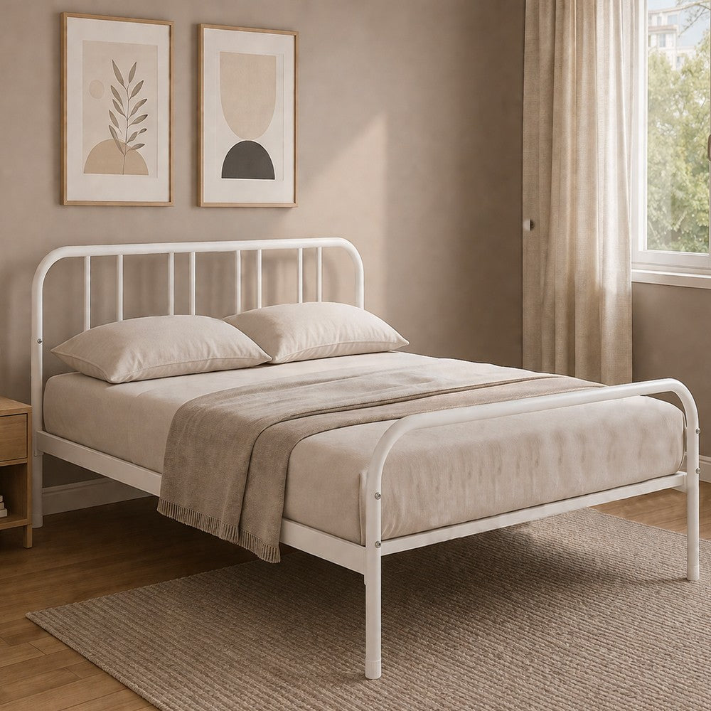 Letto matrimoniale Genoa in metallo bianco