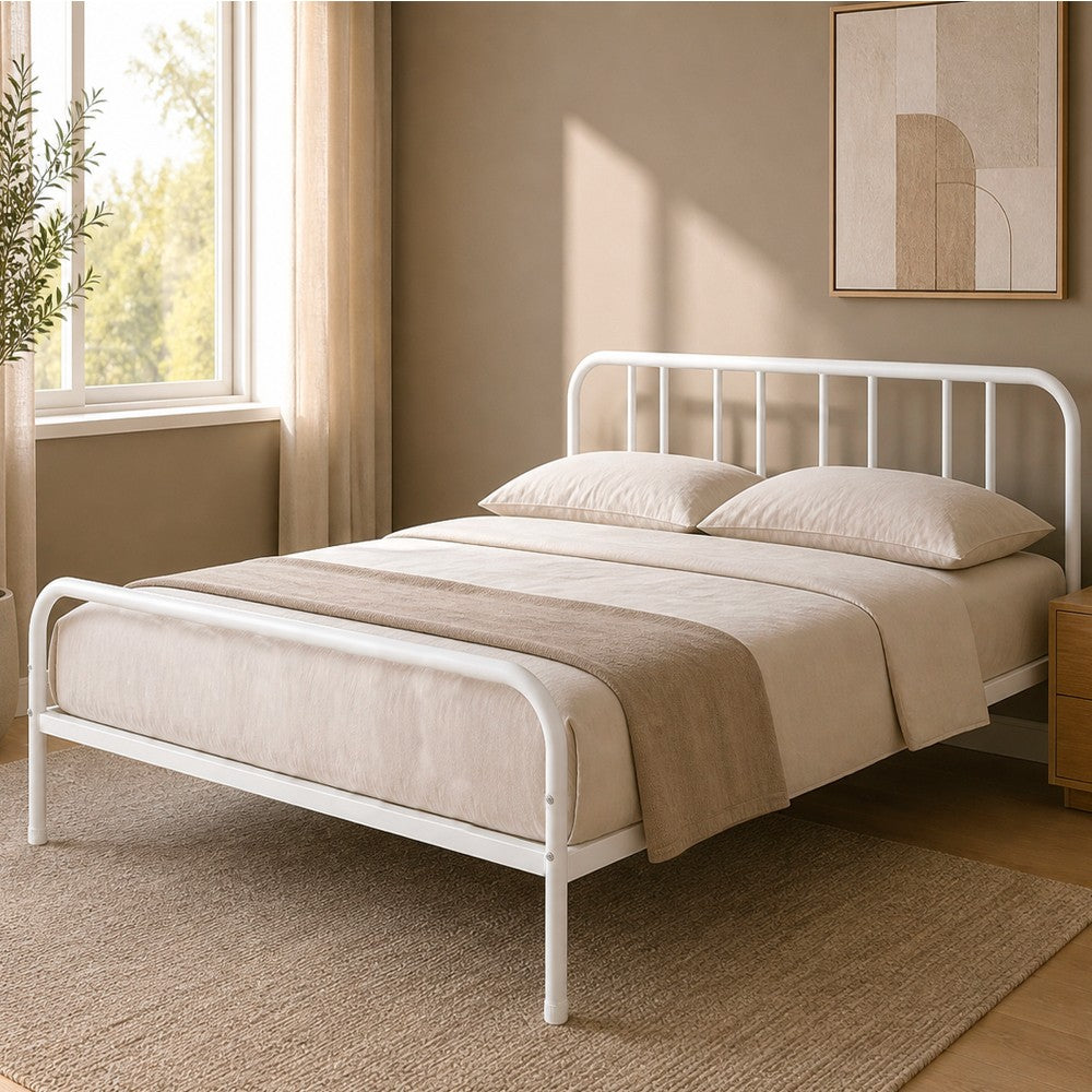 Letto matrimoniale Genoa in metallo bianco