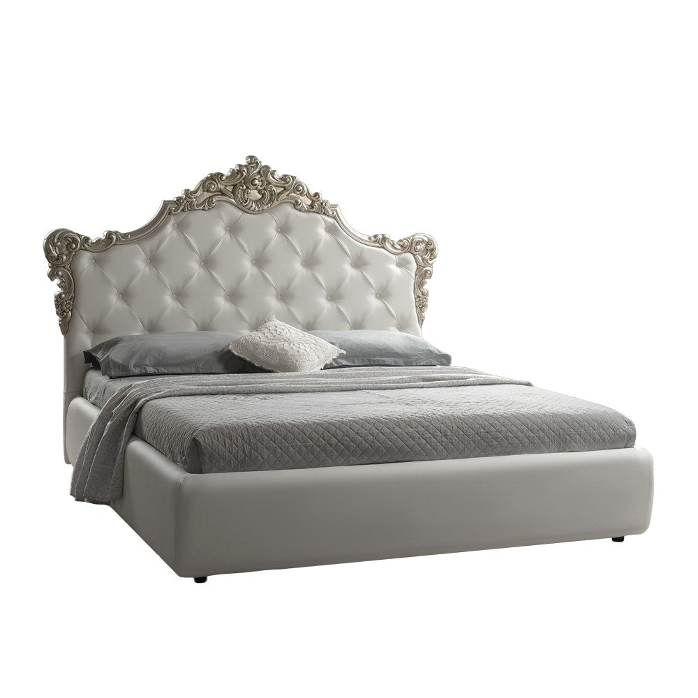 Letto matrimoniale Savoia bianco con contenitore