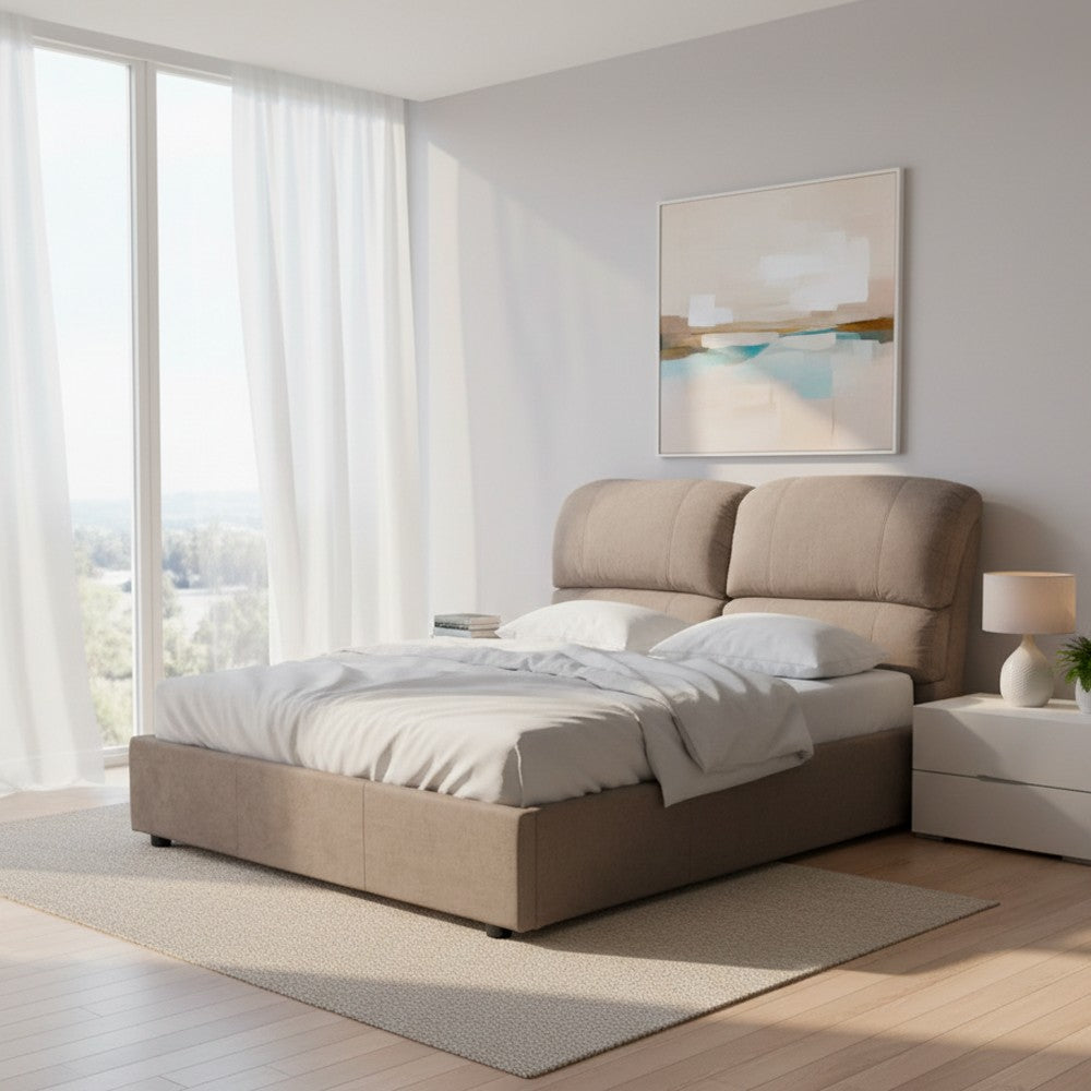Letto matrimoniale Sofaback contenitore in tessuto Enjoy 03 taupe