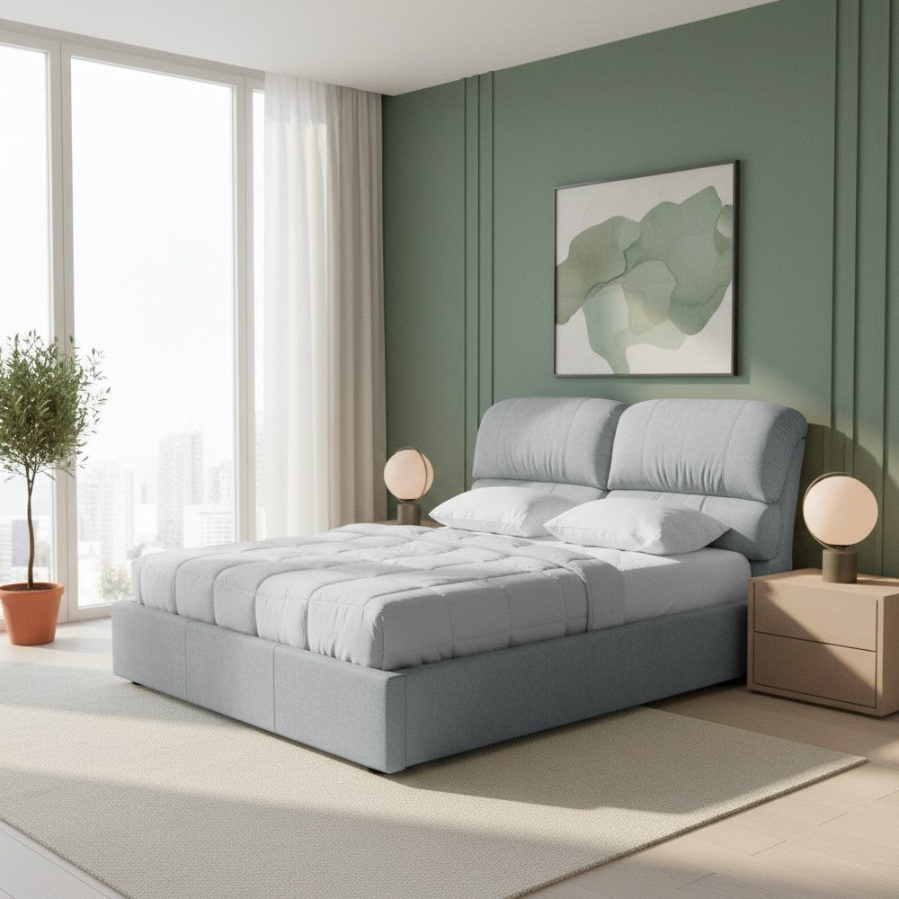 Letto matrimoniale Sofaback contenitore in tessuto Enjoy 20 light grey