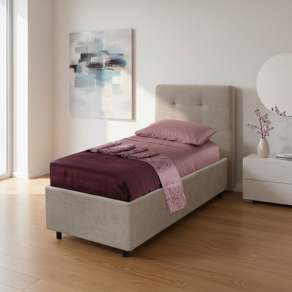 Letto singolo Ascoli contenitore in tessuto Enjoy 03 tortora