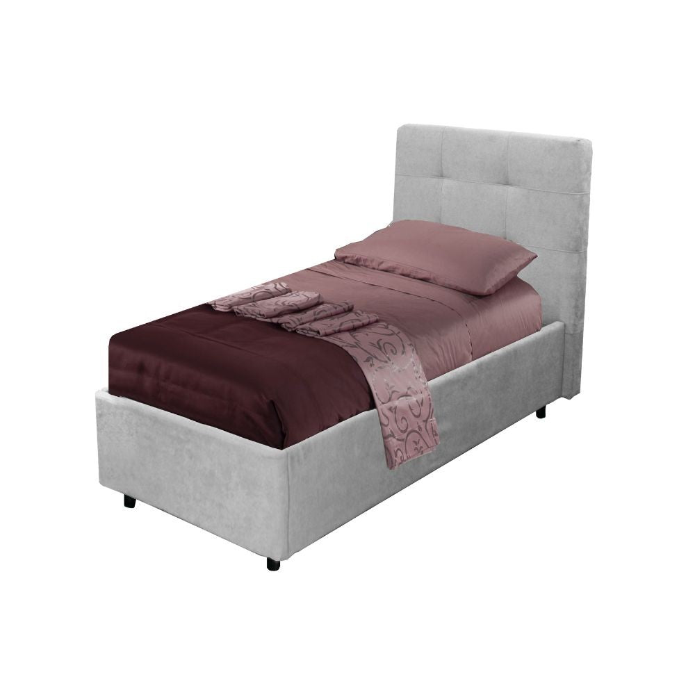 Letto singolo Ascoli contenitore in tessuto Enjoy 20 grigio chiaro