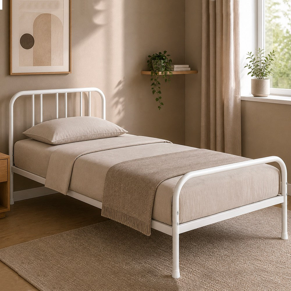Letto singolo Genoa in metallo bianco