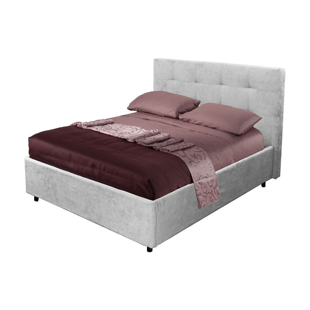 Letto una piazza e mezza Ascoli contenitore in tessuto Enjoy 20 grigio chiaro
