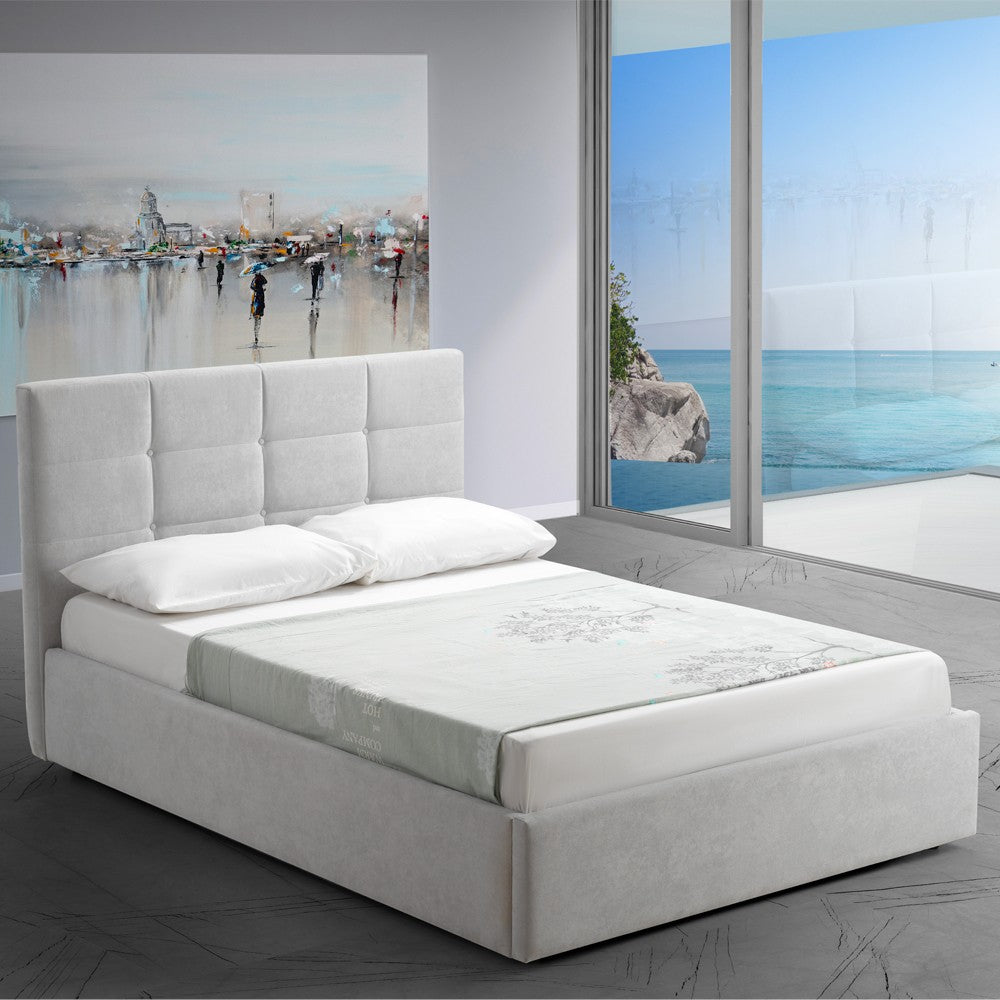 Letto una piazza e mezza con contenitore Napoli grigio Soro 90